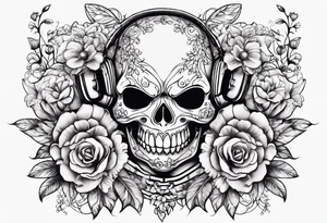 Stitch with flowers around him tattoo idea