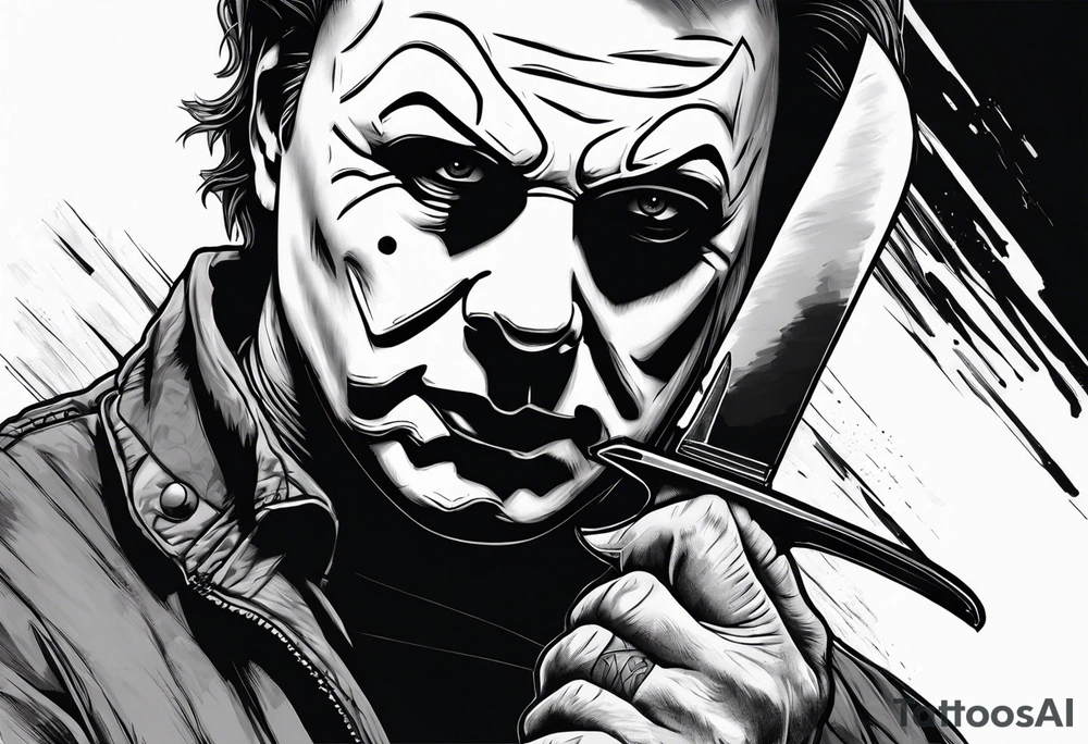 Michael Myers holding a knife tattoo idea