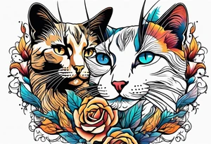 Two cat silhouettes, just outline tattoo idea