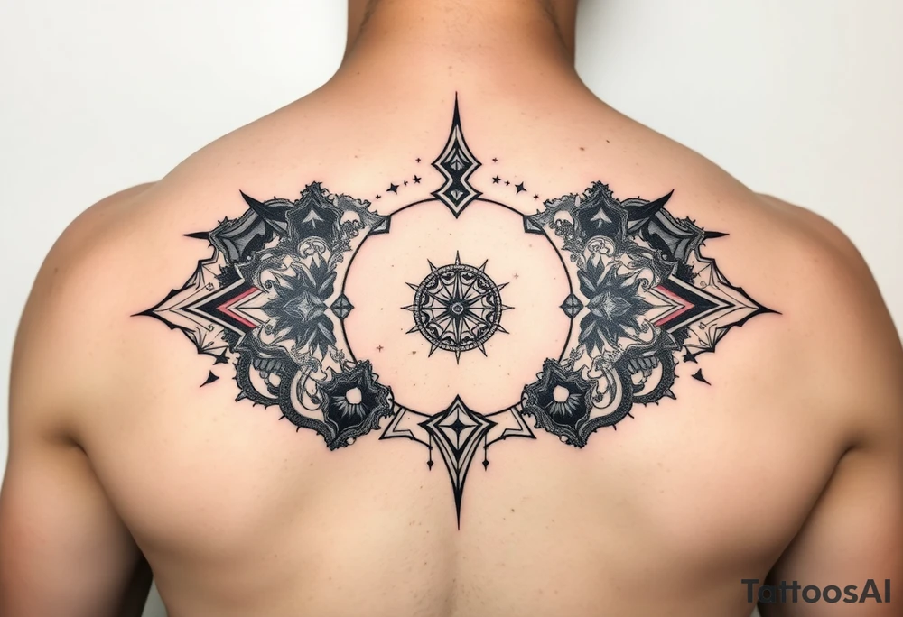 celestial galaxy with the scales of time tattoo idea