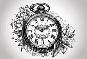 Pocket watch with chain and dates 28/08/1960-25/03/2024 written in it tattoo idea