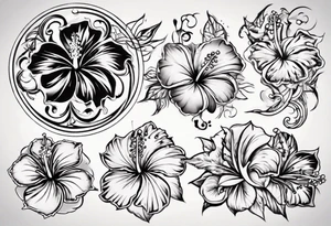 Round ornament hibiscus tattoo idea