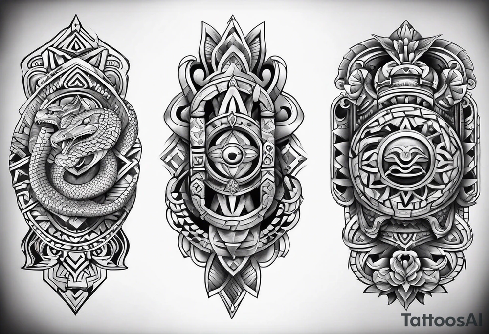 aztec snake sleeve tattoo idea