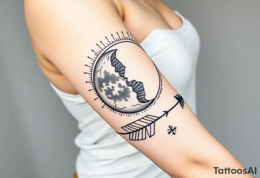 Moon phases with an arrow tattoo idea