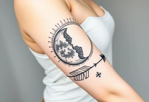 Moon phases with an arrow tattoo idea
