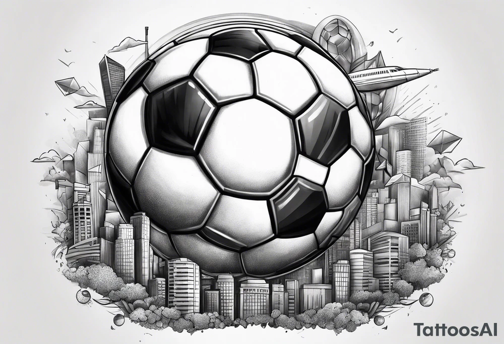 Soccer ball the world is yours hovering tattoo idea