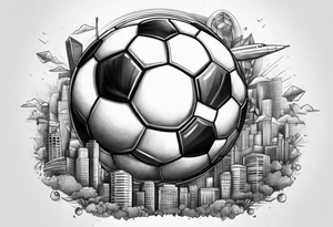 Soccer ball the world is yours hovering tattoo idea