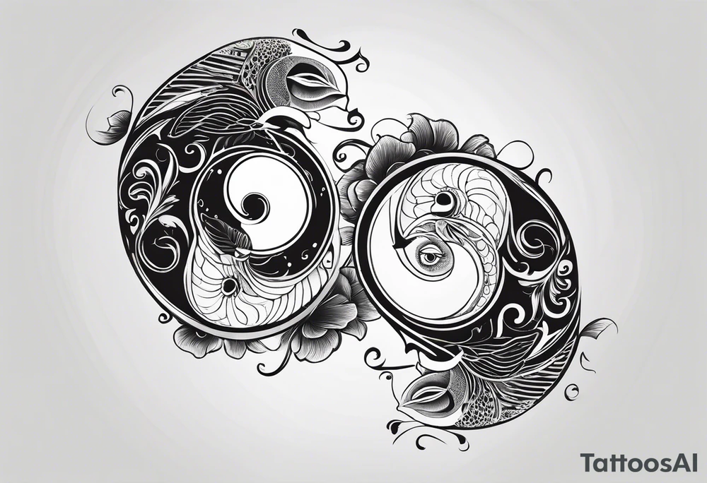 a coi fish as a ying yang symbol tattoo idea