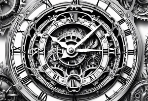 Mechanical clock face tattoo idea