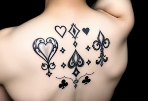 I want Hearts, Diamonds, Clubs, and Spades designs
 as a tattoo on the back of my forearm tattoo idea