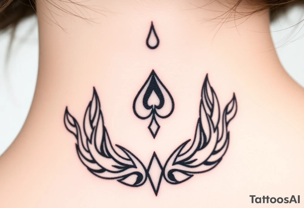 Q of spades surrounded by flames tattoo idea