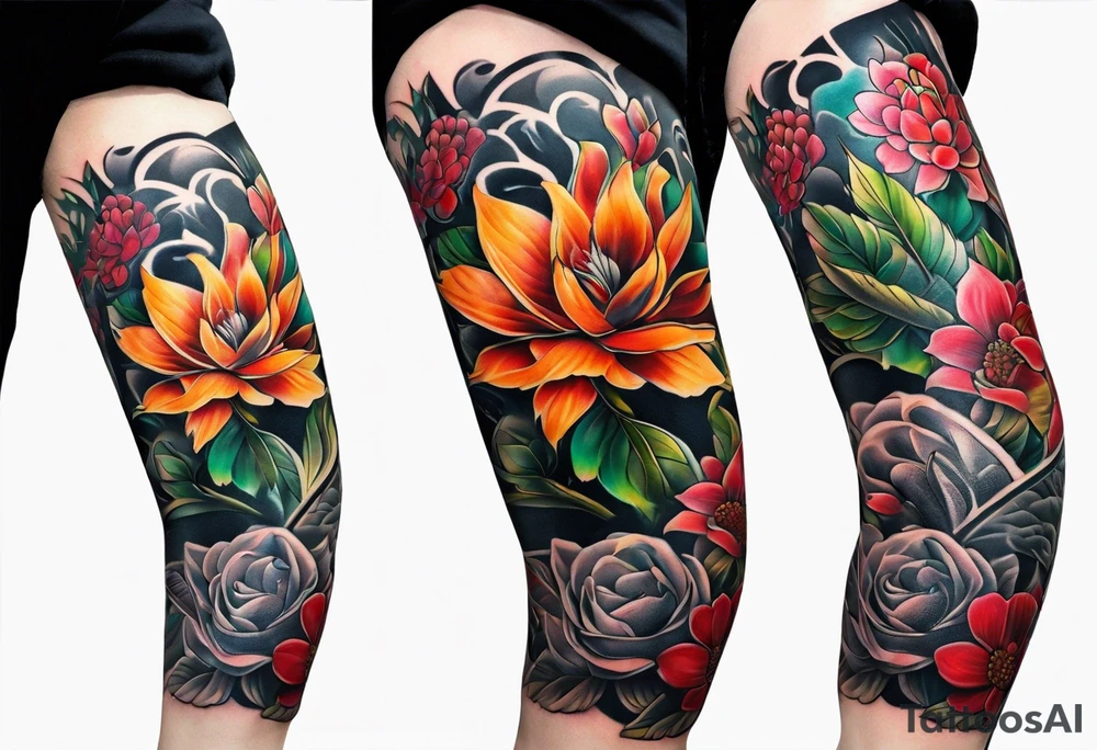 Full leg tattoo sleeve square tattoo idea