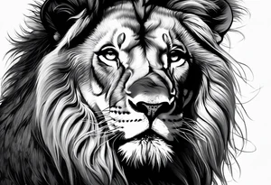 powerful majestic lion, close-up tattoo idea