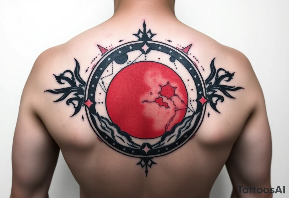 round tattoos with space theme. It can have red color tattoo idea