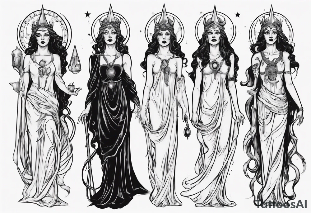 The High Priestesses. Hecate, Artemis and Selene. Representing Magic, Intuition and The Moon. tattoo idea