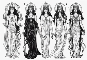 The High Priestesses. Hecate, Artemis and Selene. Representing Magic, Intuition and The Moon. tattoo idea