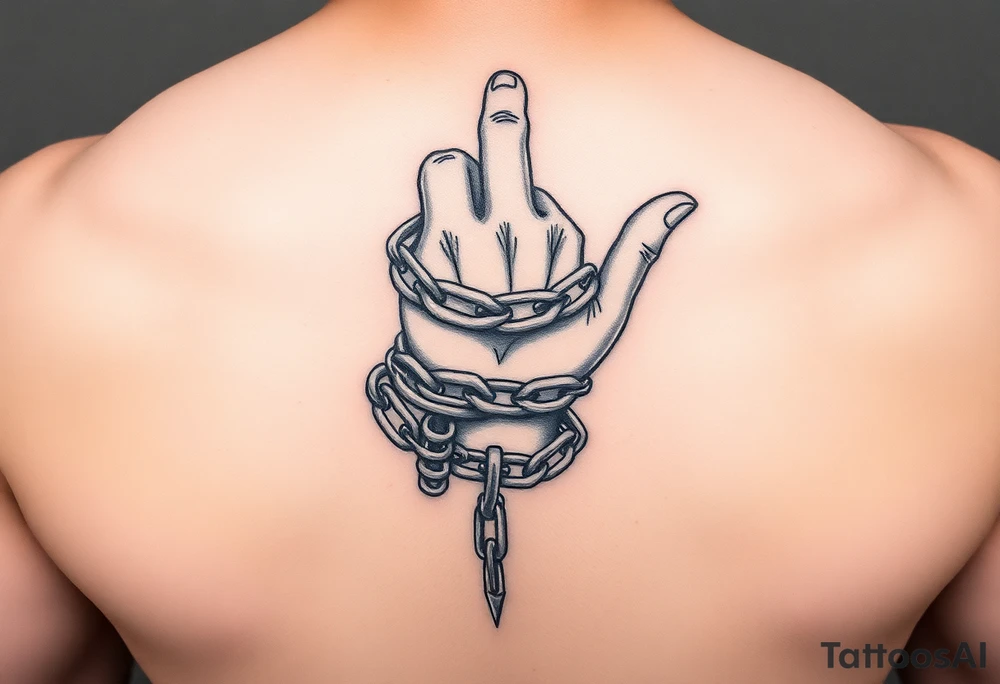 Chains wrapped around thumb and pointer finger tattoo idea
