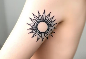 Shining Mystical sun with long  leaning sunflower sun tattoo idea