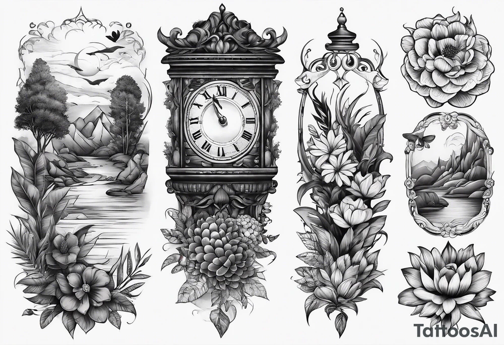 Vintage style nature sleeve for forearm tattoo idea