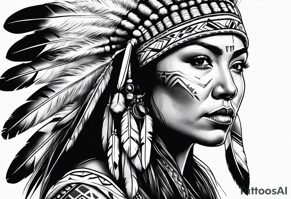 Native American woman tattoo idea