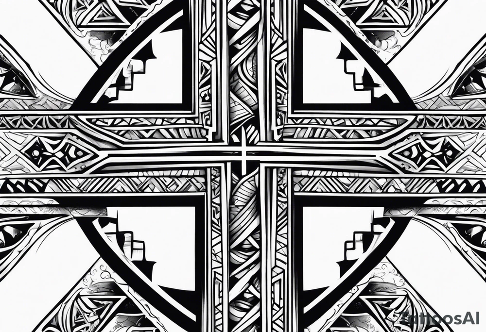 A Hawaiian tribal tattoo cross tattoo idea