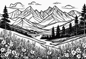 wildflowers, sunshine, moutains tattoo idea