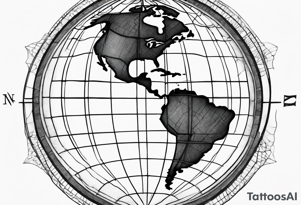 the earth on a grid with a small compass compass tattoo idea the earth on a grid with a small compass compass tattoo idea