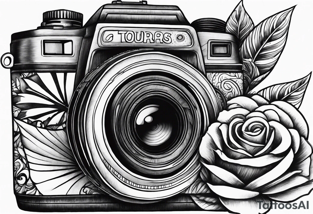 Tournesol,  rose flower, Camera, wave, palmier tattoo idea
