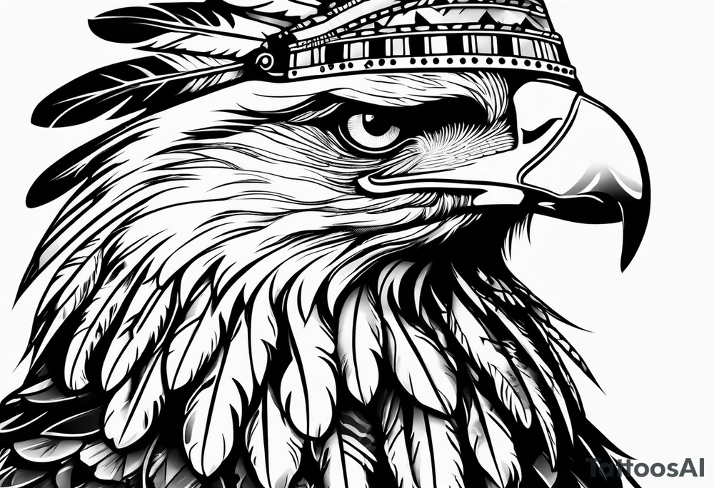 Eagle with native war bonnet tattoo idea