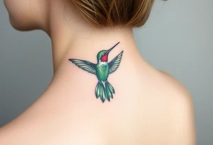 Humming bird black and green tattoo idea