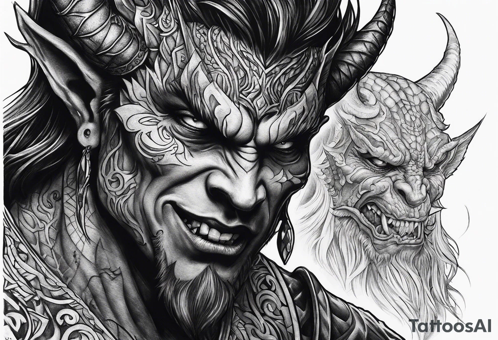 Demon stalking a boy tattoo idea