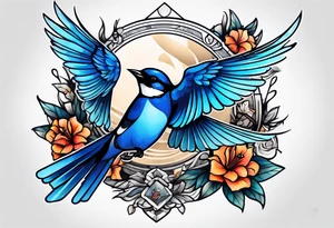 Swallow birds and blue jays flying tattoo idea