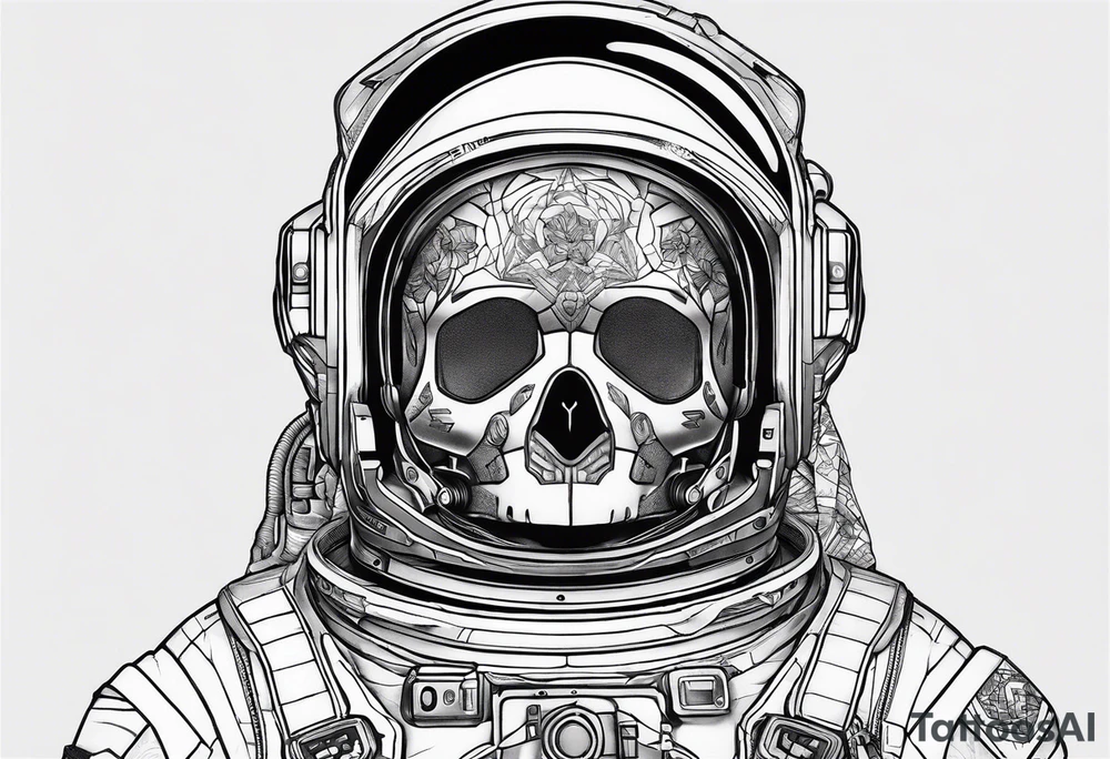 astronaut with a skelletal face tattoo idea