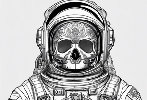 astronaut with a skelletal face tattoo idea