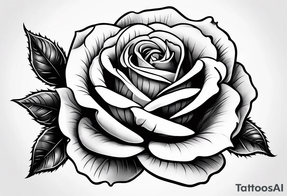 Rose flower with holly stem tattoo idea