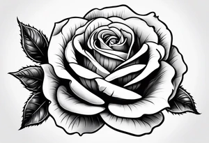 Rose flower with holly stem tattoo idea