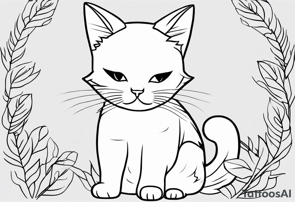 Thin line drawing of mineki neko tattoo idea