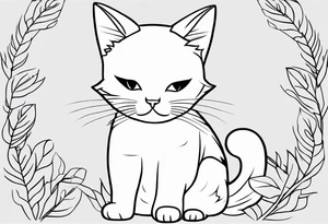 Thin line drawing of mineki neko tattoo idea