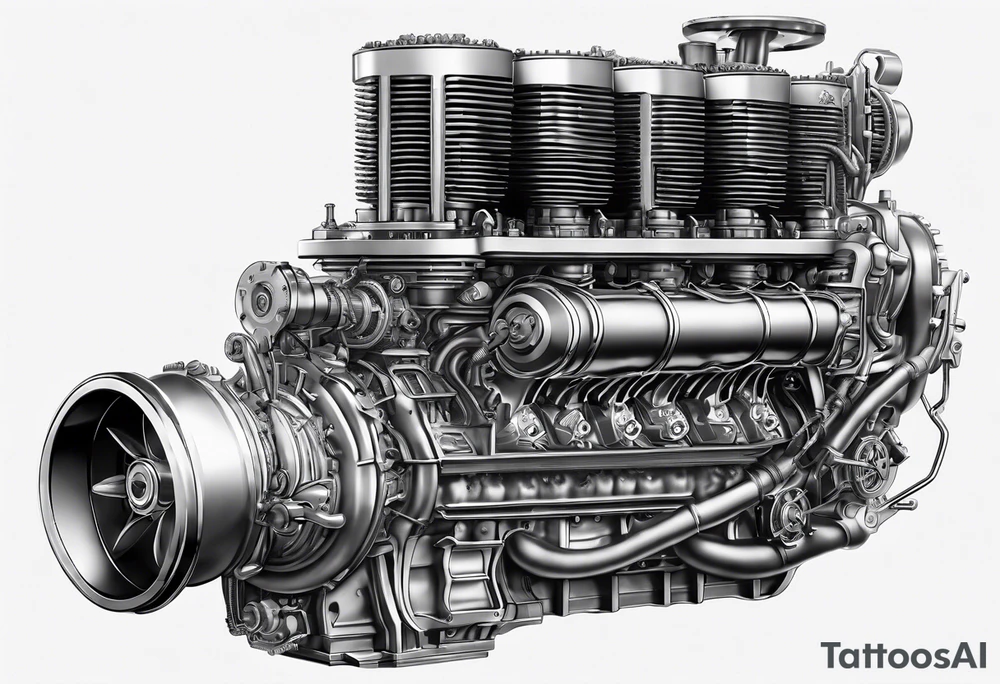 mechanical engine, fire, samoa tattoo idea