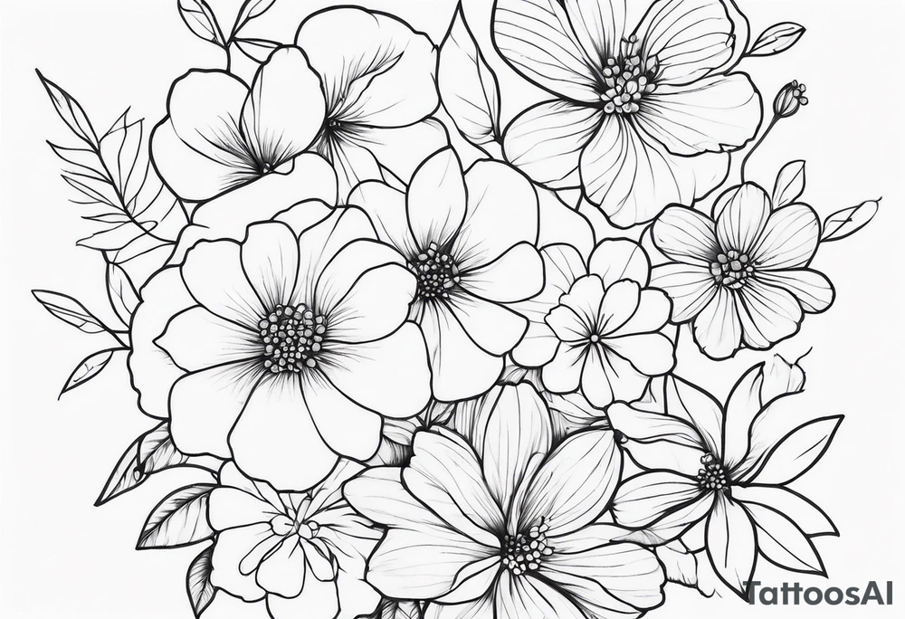 fine line, small flowers tattoo idea