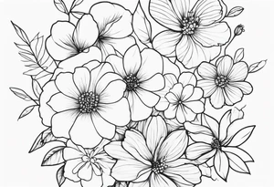 fine line, small flowers tattoo idea