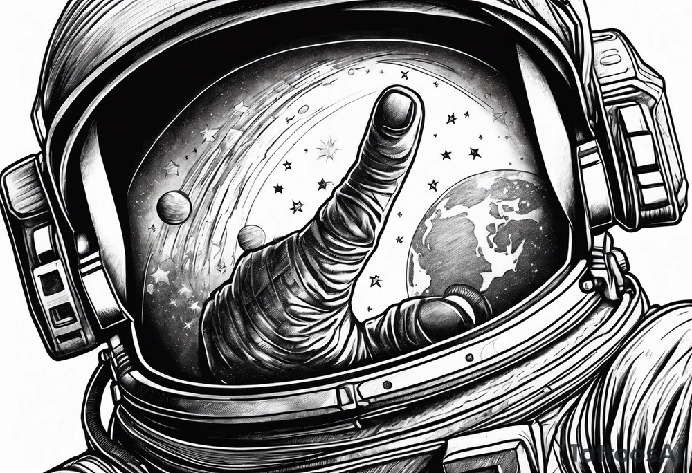Astronaut reaching hand out to space tattoo idea