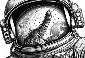 Astronaut reaching hand out to space tattoo idea
