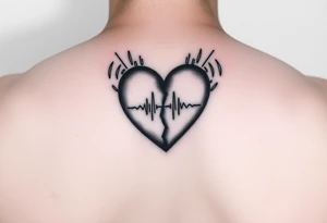 Two halves of a heart made of cell phone signal waves. Black ink only. Minimal tattoo idea