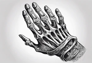 Hand of nurse reaching for skeleton hand. tattoo idea