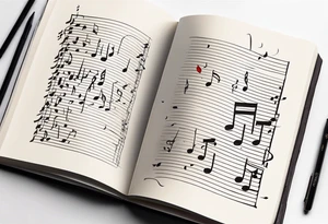 Song book with music notes coming out of it tattoo idea