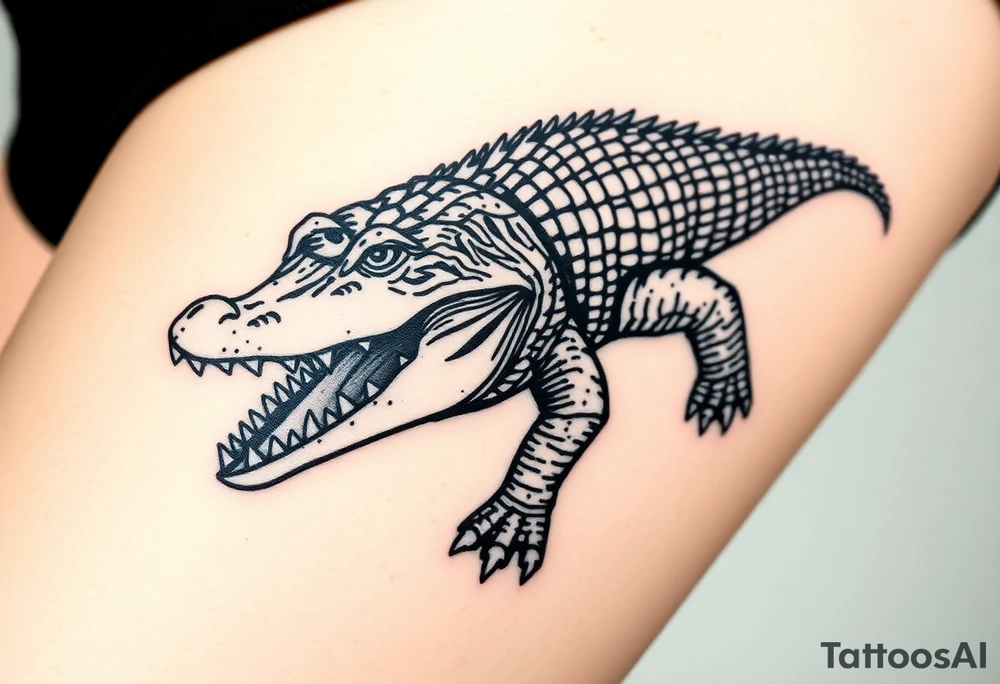 powerful majestic  crocodile tattoo idea