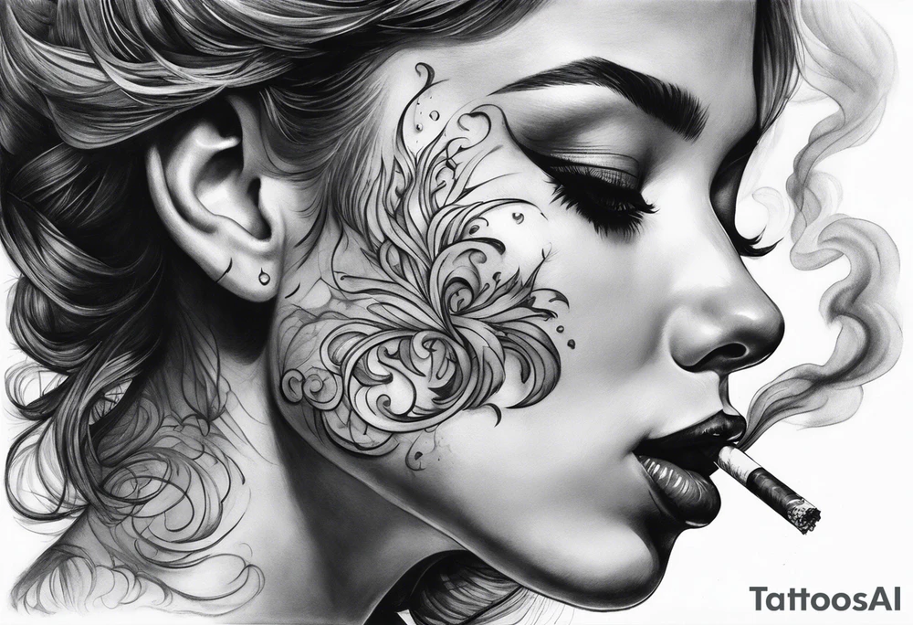Draw me black smoke coming out of a cigarette tattoo idea