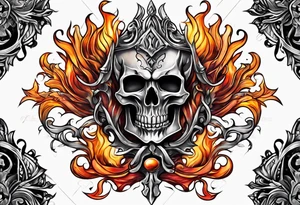 trident in flame tattoo idea