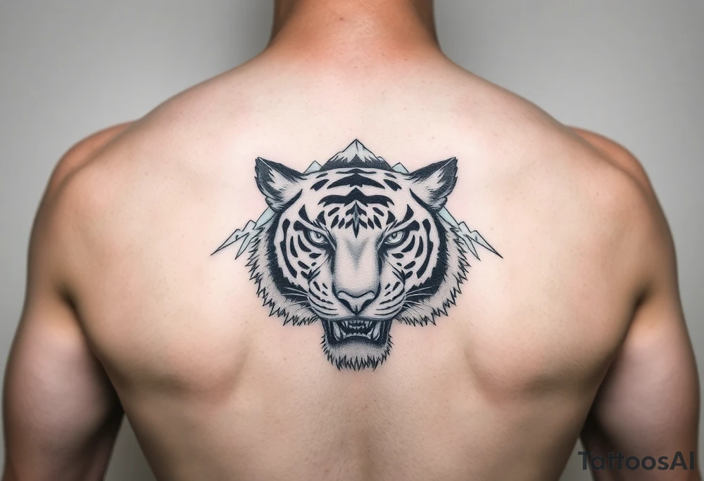 Tiger with mountains tattoo idea